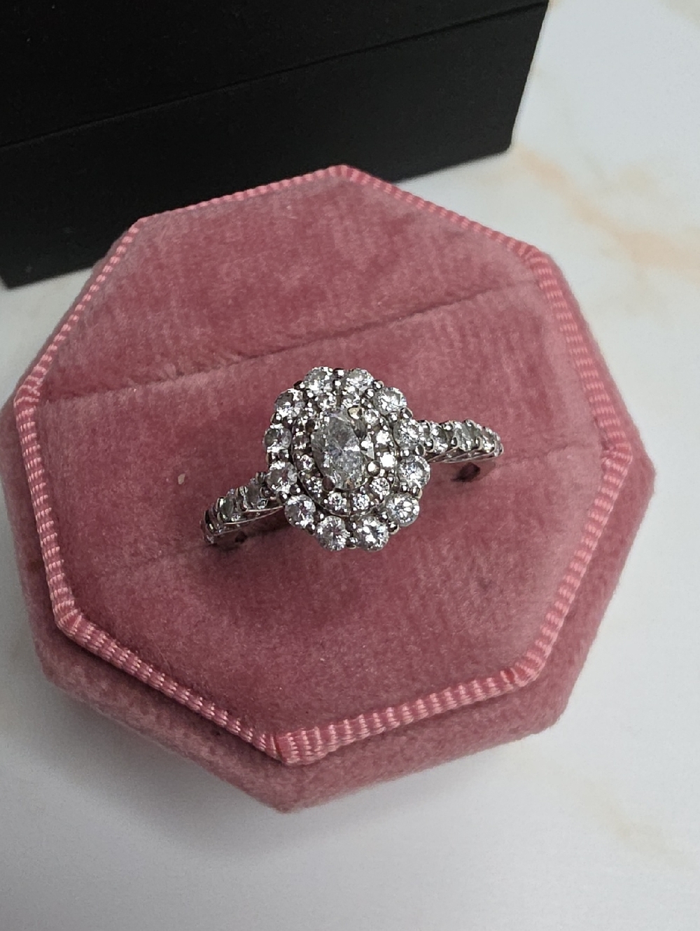 Kay Engagement 14k Gold  Ring 7/8 Ct Tw Oval Double Halo Natural Diamond